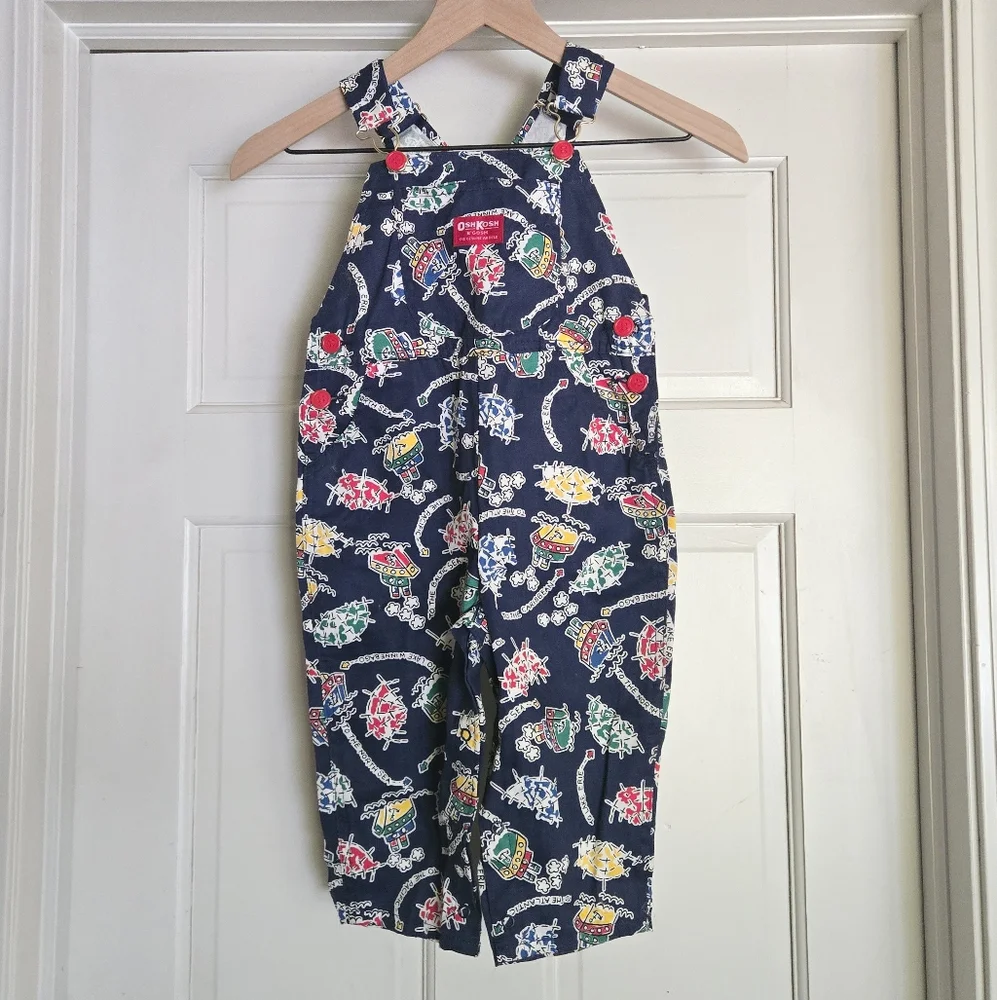 OshKosh B'gosh Vintage Lake Ocean Nautical Overalls 3T